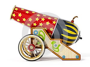 Circus cannon isolated on white background. 3D illustration