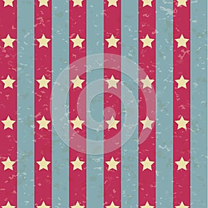 Circus carnival retro vintage stripes with stars seamless pattern. Textured old fashioned graphic template. Vector texture