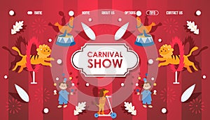 Circus carnival show with trained animals website vector illustration