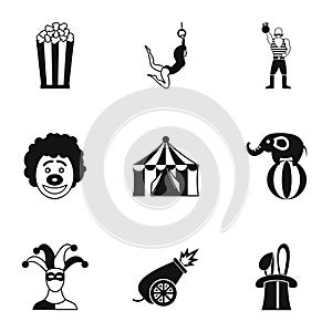 Circus chapiteau icons set, simple style