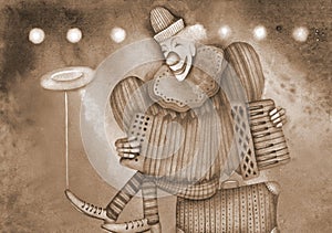 Circus clown. Art Painting Illustrations.