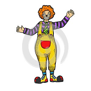 Circus clown funnyman sketch engraving vector photo