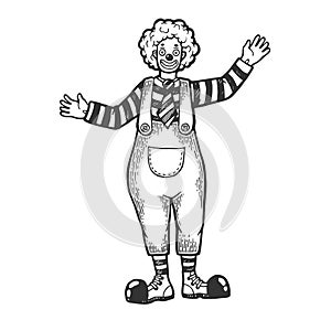 Circus clown funnyman sketch engraving vector photo