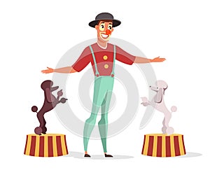 Circus clown performance flat illustration isolated on white background