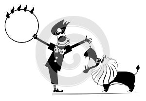 Circus, clown a tamer and lion illustration