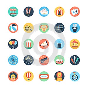 Circus Colored Vector Icons 1