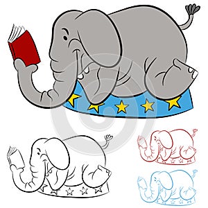 Circus Elephant Reading a Book