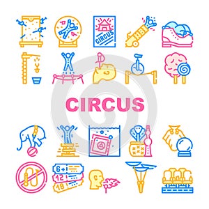 Circus Entertainment Collection Icons Set Vector Illustration