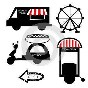 Circus food truck ice-cream, circus collection with carnival, fun fair