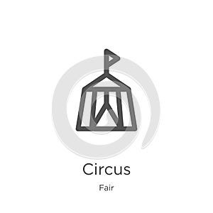 circus icon vector from fair collection. Thin line circus outline icon vector illustration. Outline, thin line circus icon for