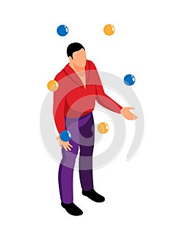Circus Juggler Isometric Composition