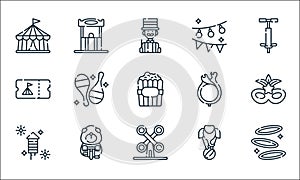 circus line icons. linear set. quality vector line set such as , wheel, fireworks, elephant, bear, circus, ring of fire,