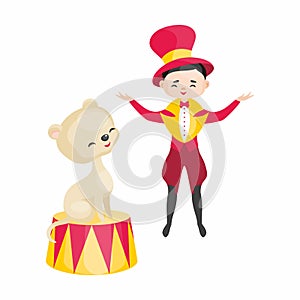 Circus lioness and trainer