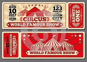 Circus magic show entrance vector tickets templates