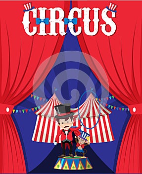 Circus with Magician Behind Curtain