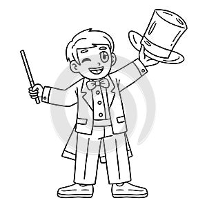 Circus Magician with a Hat and Wand Isolated