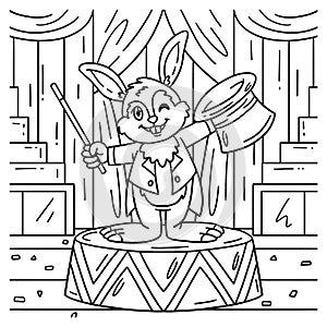 Circus Magician Rabbit Coloring Page for Kids