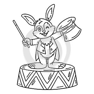 Circus Magician Rabbit Isolated Coloring Page