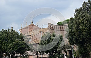 Circus Maximus and Chiesa dei Santi Andrea e Gregorio al Monte Celio in Rome, Italy