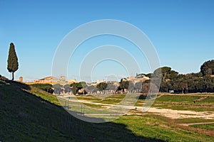 Circus Maximus Circo Massimo - ancient Roman chariot racing stadium and mass entertainment venue located in Rome photo