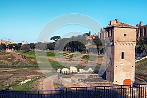 Circus Maximus Circo Massimo - ancient Roman chariot racing stadium and mass entertainment venue located in Rome. photo