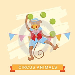 Circus Monkey, vector animal series.