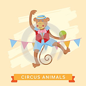 Circus Monkey, vector animal series.