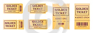 Circus, party or cinema vector vintage admission tickets templates. Vector illustration