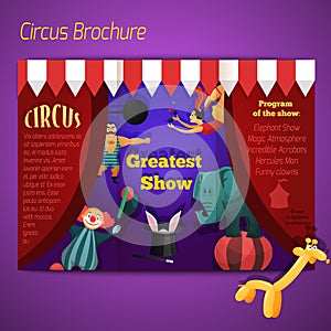Circus performance brochure vector design illustration