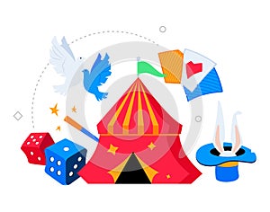 Circus performance and fair - modern colored vector poster
