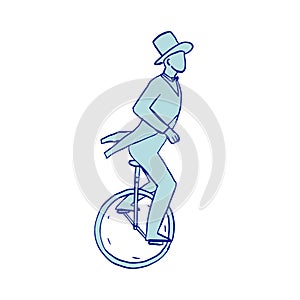 Circus Performer Riding Unicycle Drawing