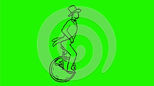 Circus Performer Riding Unicycle Drawing 2D Animation