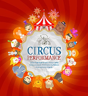 Circus poster. circus performers and animals photo