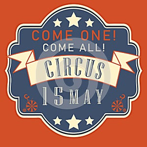 Circus poster. Invitation in red and blue.