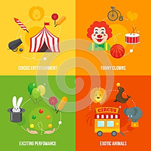 Circus retro icons composition