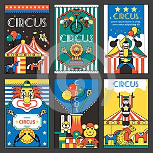 Circus retro posters vector design illustration