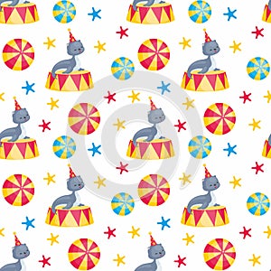 Circus seal seamless pattern