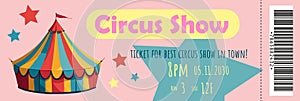 Circus Show admission ticket template mock up vector illustration