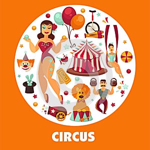 Circus show performance elements and accessories.