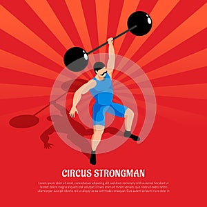 Circus Strong Man Isometric Illustration