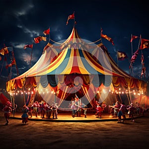 circus tent with acrobats and clowns k uhd very detailed high