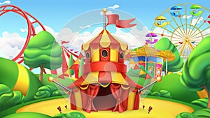 Circus tent. Amusement park. vector landscape