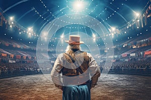 Circus tent arena performer old man. Generate Ai