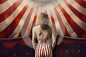 Circus tent arena performer woman. Generate Ai