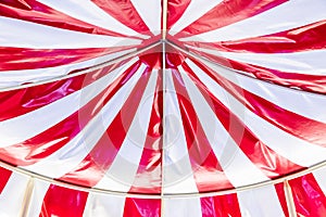 Circus tent background. Colorful design, striped white and red, retro style