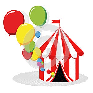 Circus tent and balloons vector