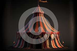Circus tent on a dark background. 3d render image.
