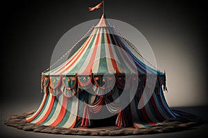 Circus tent on a dark background. 3d render. Vintage style.