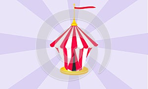 Circus tent with the flag on a retro background.