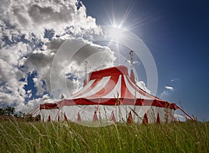 Circus tent on green meadow